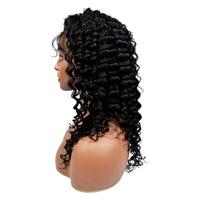 deep wave natural black virgin human hair 360 lace wig left