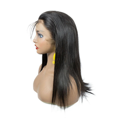 Natural black straight human hair wig with baby hair for black women 6