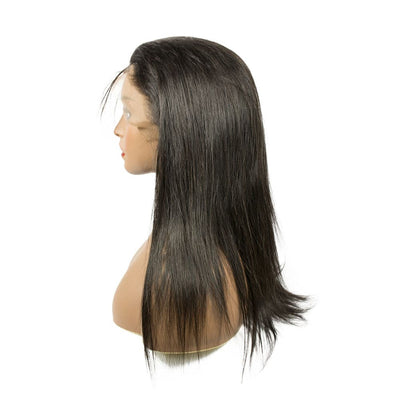 Natural black straight human hair wig with baby hair for black women 7