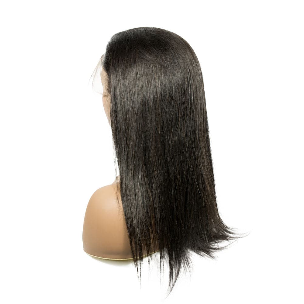 Natural black straight human hair wig with baby hair for black women 8