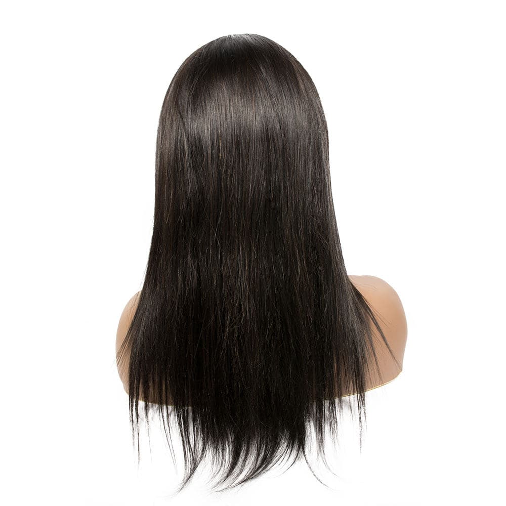 Natural black straight human hair wig with baby hair for black women 5