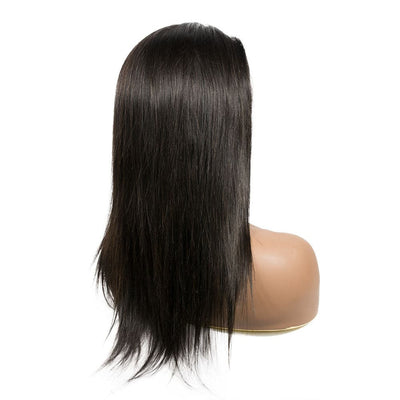 Natural black straight human hair wig with baby hair for black women 4