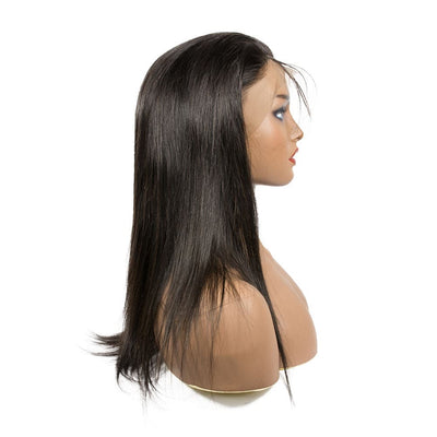 Natural black straight human hair wig with baby hair for black women 3