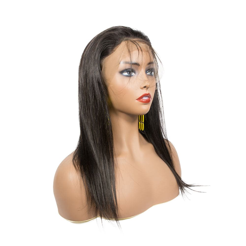 Natural black straight human hair wig with baby hair for black women 2