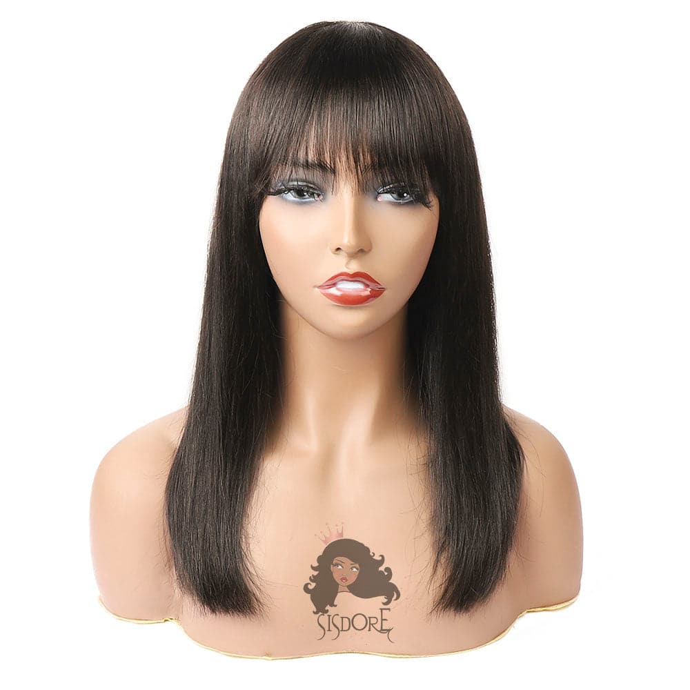 HD lace closure/frontal bob wig with bangs 14 inch