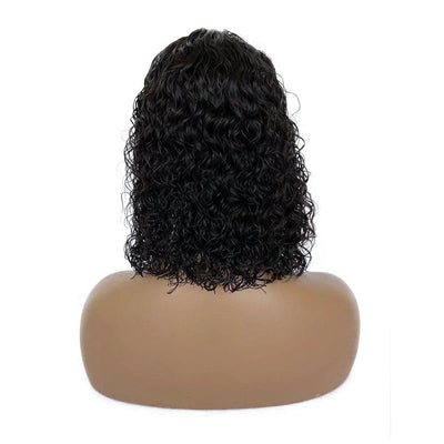 natural black color curly human hair short bob lace front wig for black women