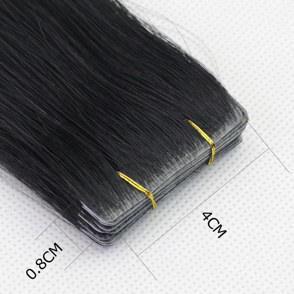 hand-tied invisible tape in straight human hair extensionsdetailed