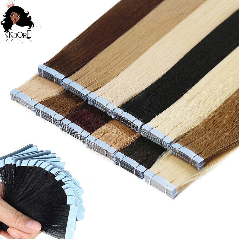 tape in straight virgin human hair extensions