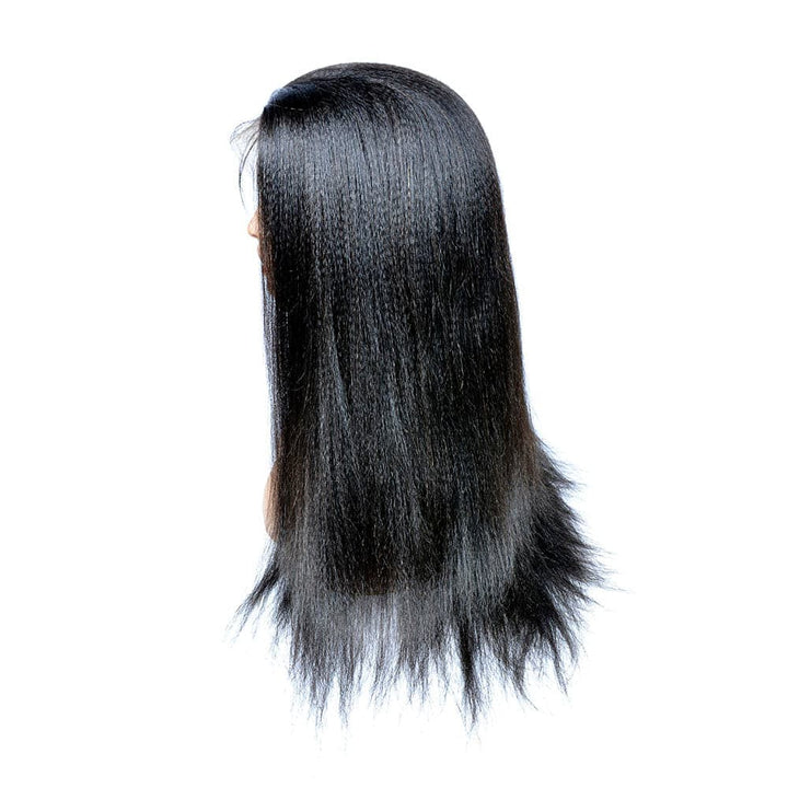 Yaki Straight Natural Color Human Hair 13x4 Glueless Lace Front Wig