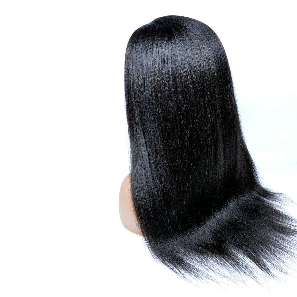 Yaki Straight Natural Color Human Hair 13x4 Glueless Lace Front Wig