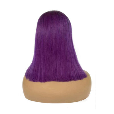 1b purple two tone ombre colored straight human hair short bob lace front wig