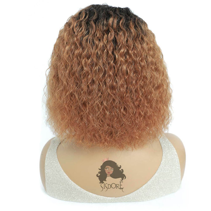 1b 30 medium auburn brown curly hair bob wig with black roots #color_1b-30-curly