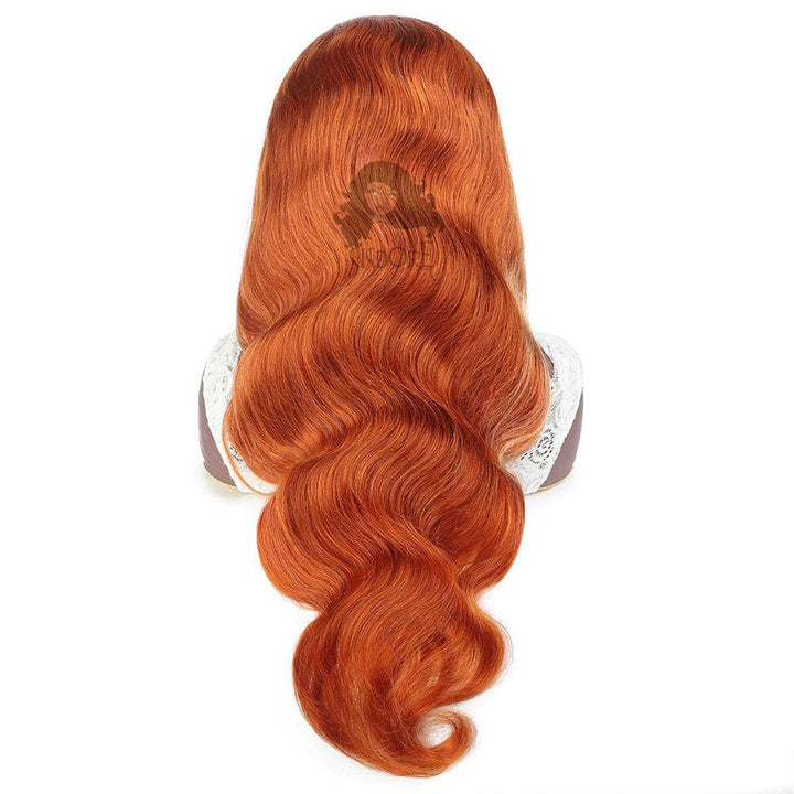 #613/350 Orange With Blonde Highlight Color Body Wave Human Hair Lace Front Wigs