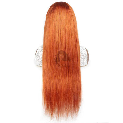 #613/350 Orange With Blonde Highlight Color Straight Human Hair Lace Front Wigs