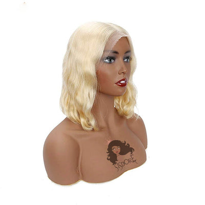 Blonde 613 Wavy Virgin Human Hair Glueless Short Bob Lace Front Wig
