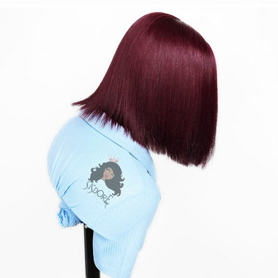 99j burgundy wine colored human hair short bob wigs 