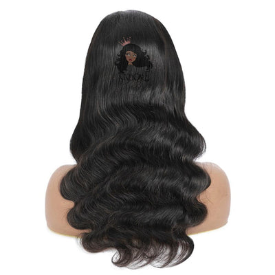 natural black color body wave virgin human hair  360 lace wigs, glueless full lace wigs - back