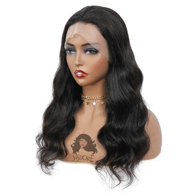 natural black color body wave virgin human hair  360 lace wigs, glueless full lace wigs - side