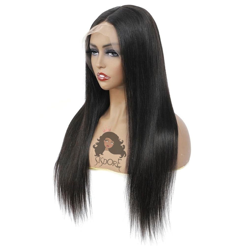 Natural black color straight virgin human hair 360 lace wig, glueless full lace wig