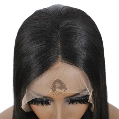 Natural black color straight virgin human hair 360 lace wig, glueless full lace wig