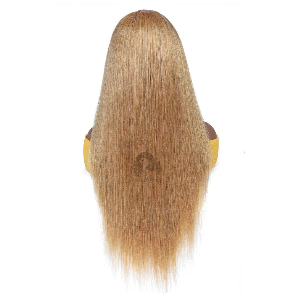 Strawberry Honey Blonde Lace Front Wig, Color #27 Straight Human Hair Closure Wigs-back