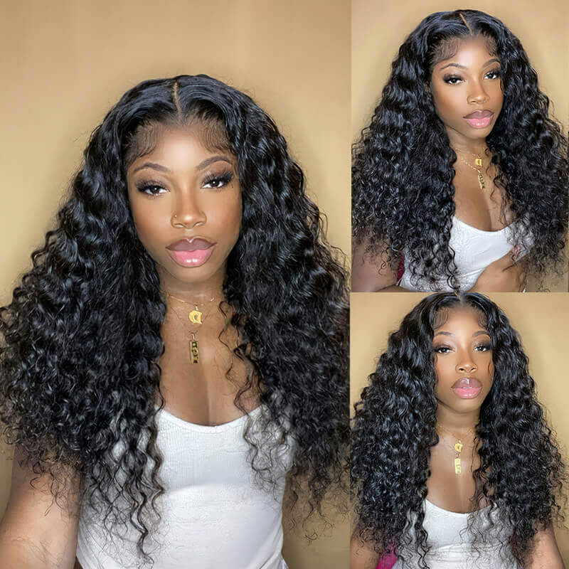 Deep Wave Hair 360 Lace Wigs Natural Color Human Hair Wigs
