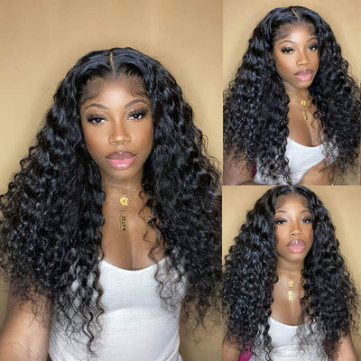 Deep Wave Hair 360 Lace Wigs Natural Color Human Hair Wigs